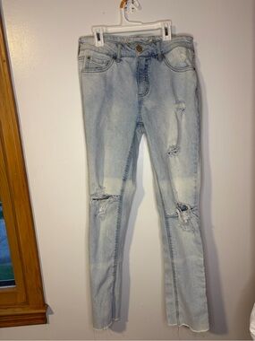 Seven7 Light Blue Distressed Skinny Jeans